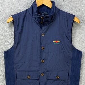 Fairway Greene The Natural Jacket Golf Vest Mens Small Blue Baltusrol Button Up